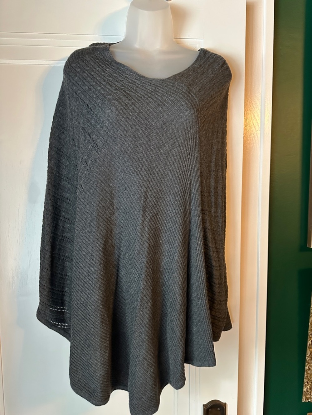 212 Collection Charcoal Gray Ribbed Knit Poncho